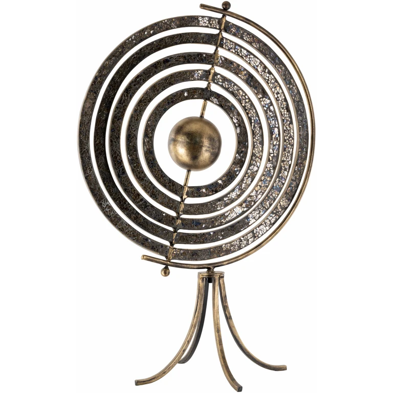 Linntown Antique Gold Circular Metal Sculpture - Clearance