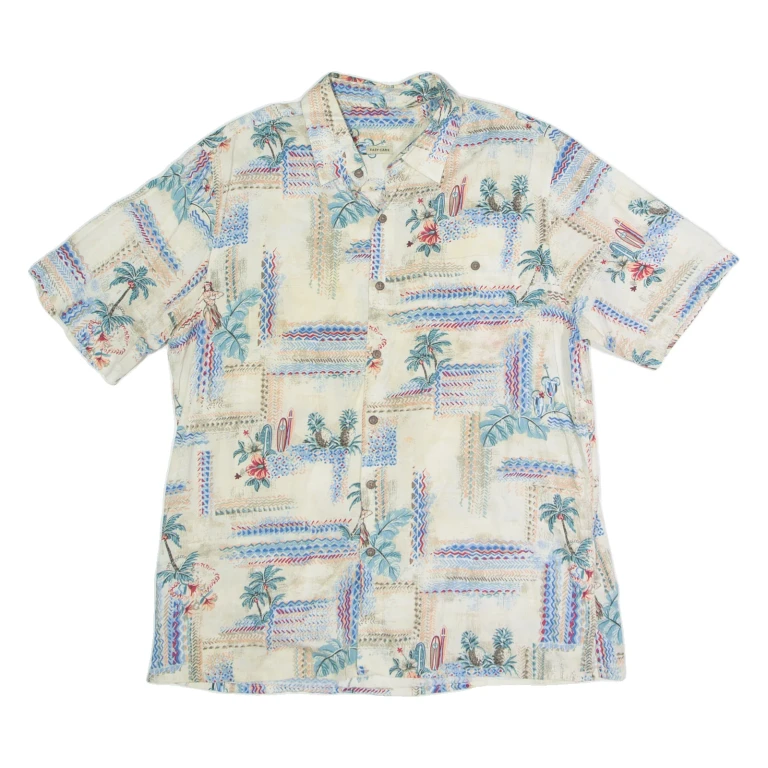 Surfboard Mens Shirt Beige Crazy Pattern L