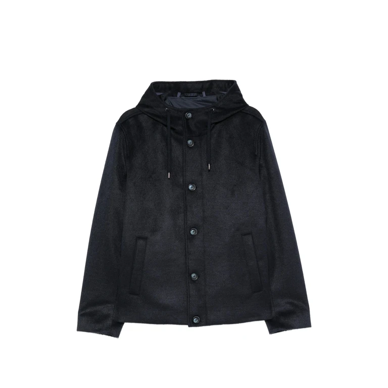Hooded Button-fastening Jacket
