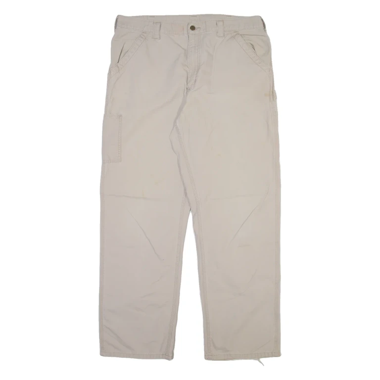 CARHARTT Carpenter Mens Trousers Beige Relaxed Straight W38 L34