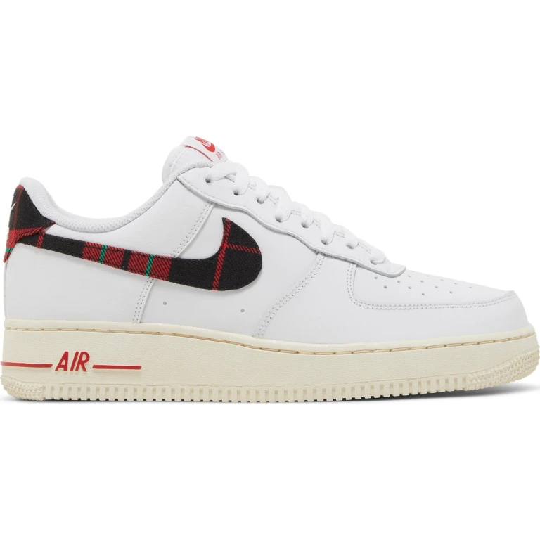 Men's Air Force 1 Low '07 Lv8 'Tartan Plaid White University Red' Sneakers