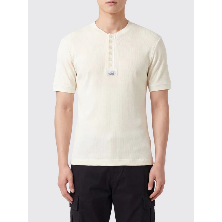 Slim Fit Stretch-Cotton T-Shirt with Six-Button Placket (V581001526067)