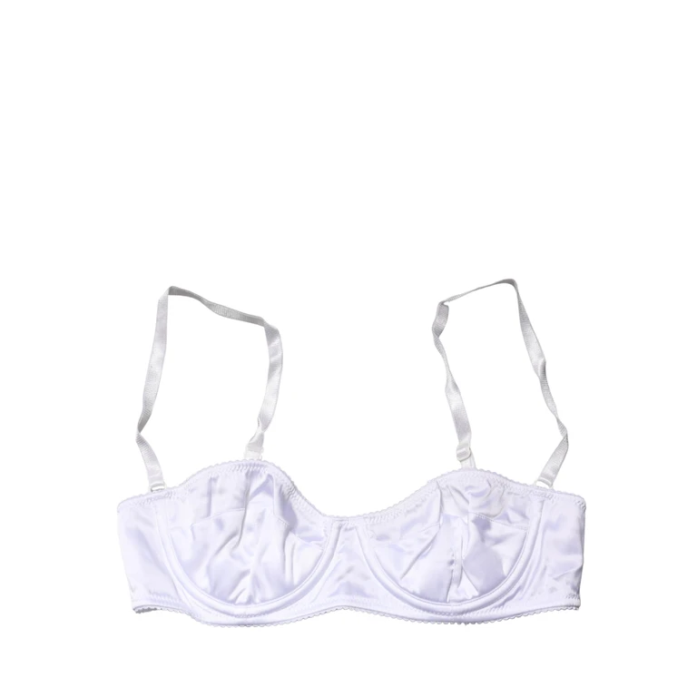 Dolce & Gabbana White Semi-Pad Underwire Balconette Bra Underwear Elastane Silk Clothing - Women