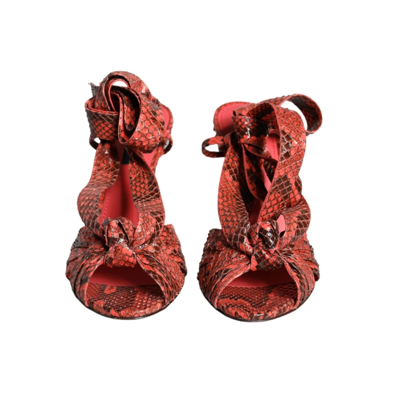 Dolce & Gabbana Coral Exotic Leather Heels Sandals Shoes Python - Women