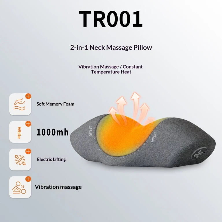Smart Heated Vibration Massage Pillow - Neck & Waist Support with Heat Therapy & Infrared