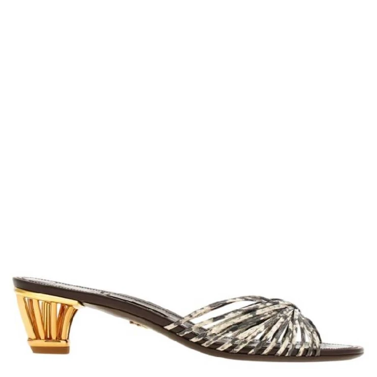 Aryana Cage Heel Leather Sandals, Size 7 C