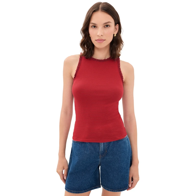 Madewell Bliss Tank Top Red Currant Stripe L