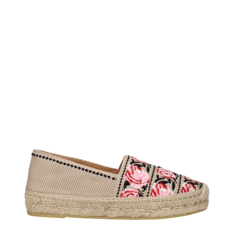 Beige Fabric Espadrilles Shoe - Women
