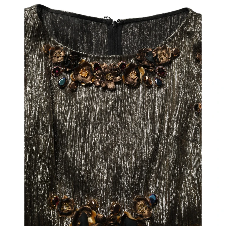 Dolce & Gabbana Metallic Gold Embellished Tiered Midi Dress - Women