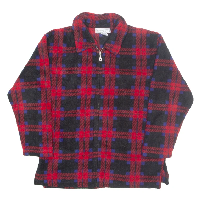 JENNIFER ACTIVEWEAR Womens Fleece Jacket Red Check M
