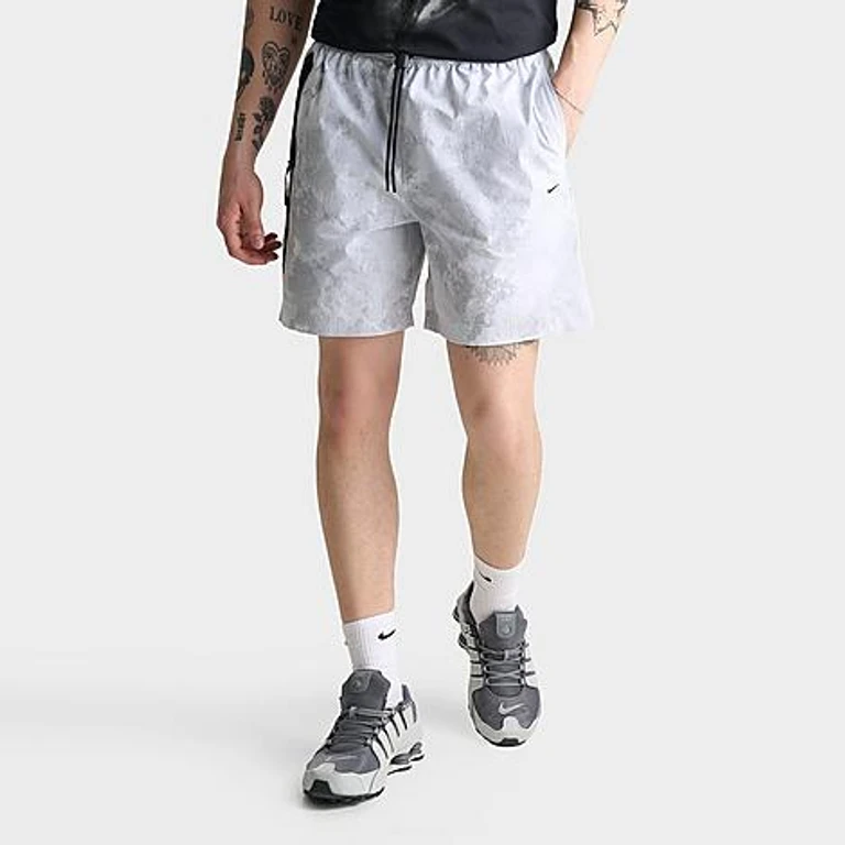 Nike Men's Tech Dri-FIT Allover Print Woven Shorts in Pure Platinum/Black Size: Small
