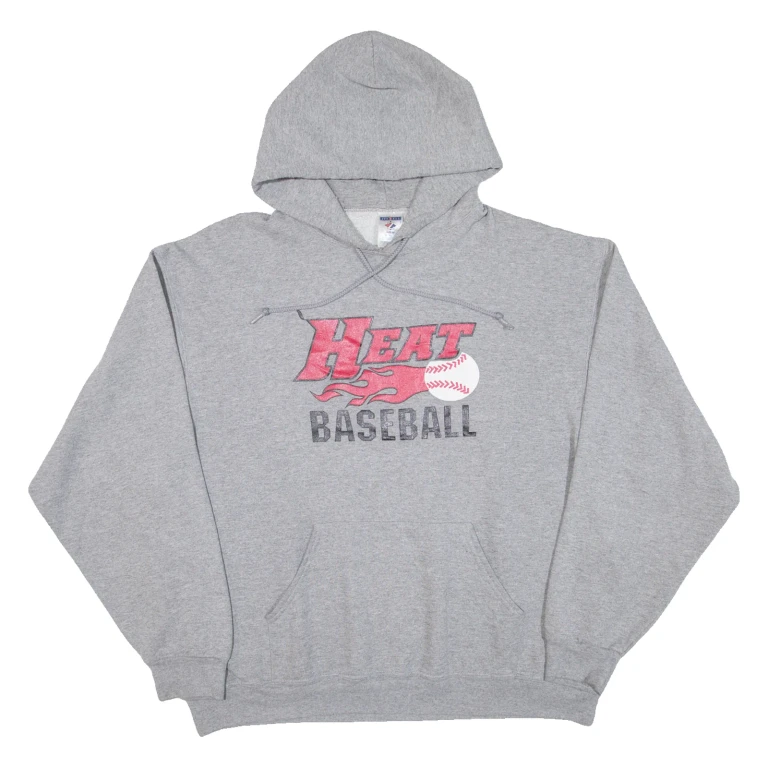 JERZEES Heat Baseball Mens Grey Hoodie USA XL