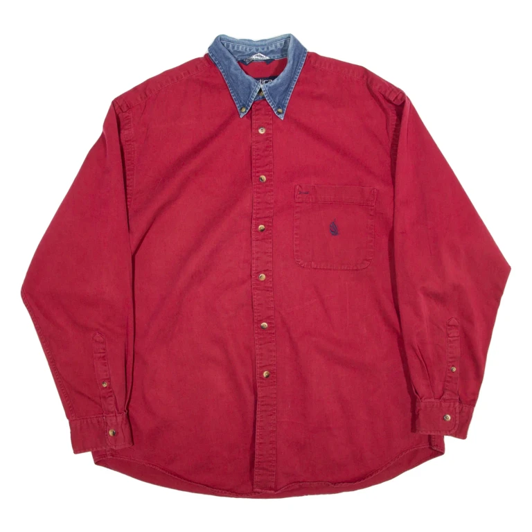 NAUTICA Mens Plain Shirt Red Long Sleeve L