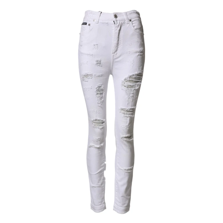 Dolce & Gabbana White Distressed High Waist Denim Jeans Co+02 Clothing - Women