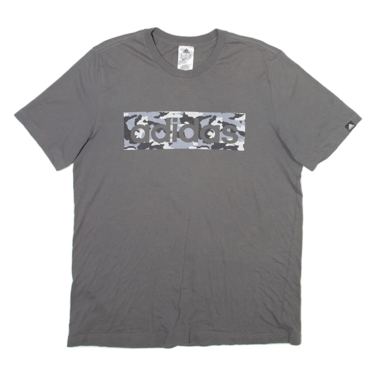 ADIDAS Digital Camo Mens T-Shirt Grey Crew Neck M