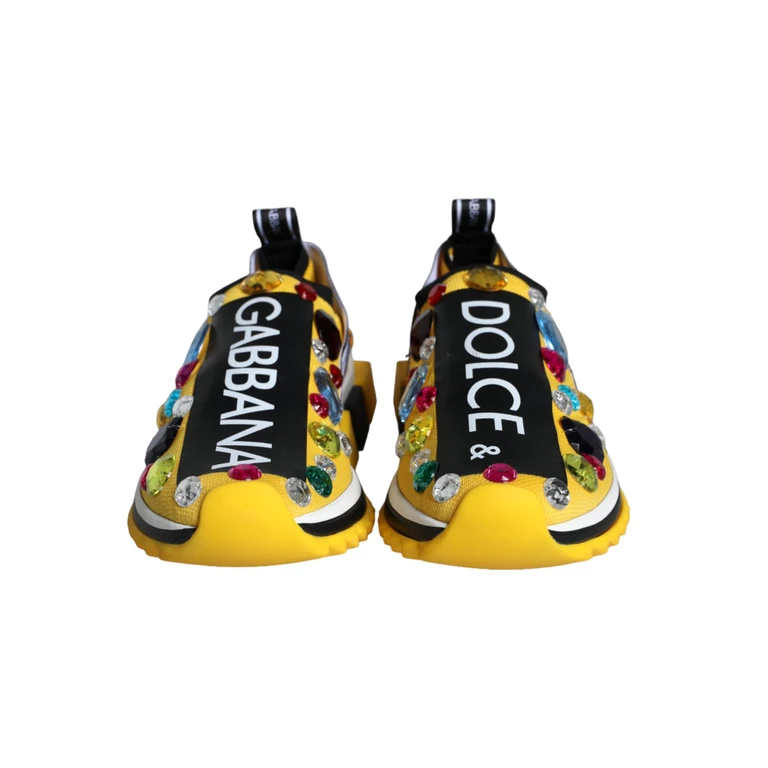 Dolce & Gabbana Yellow Sorrento Crystals Sneakers Womens Shoes - Women