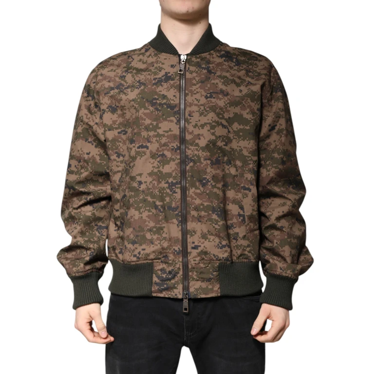 Dolce & Gabbana Brown Camouflage Bomber Full Zip Jacket Clothing - Men