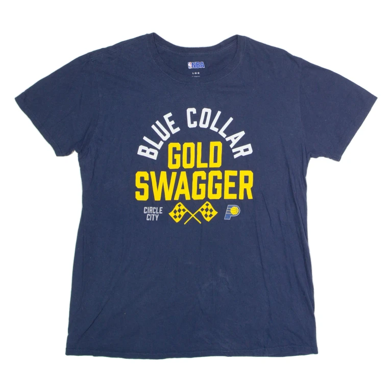 NBA Indiana Pacers "Blue Collar Gold Swagger" Mens T-Shirt Blue USA Crew Neck L