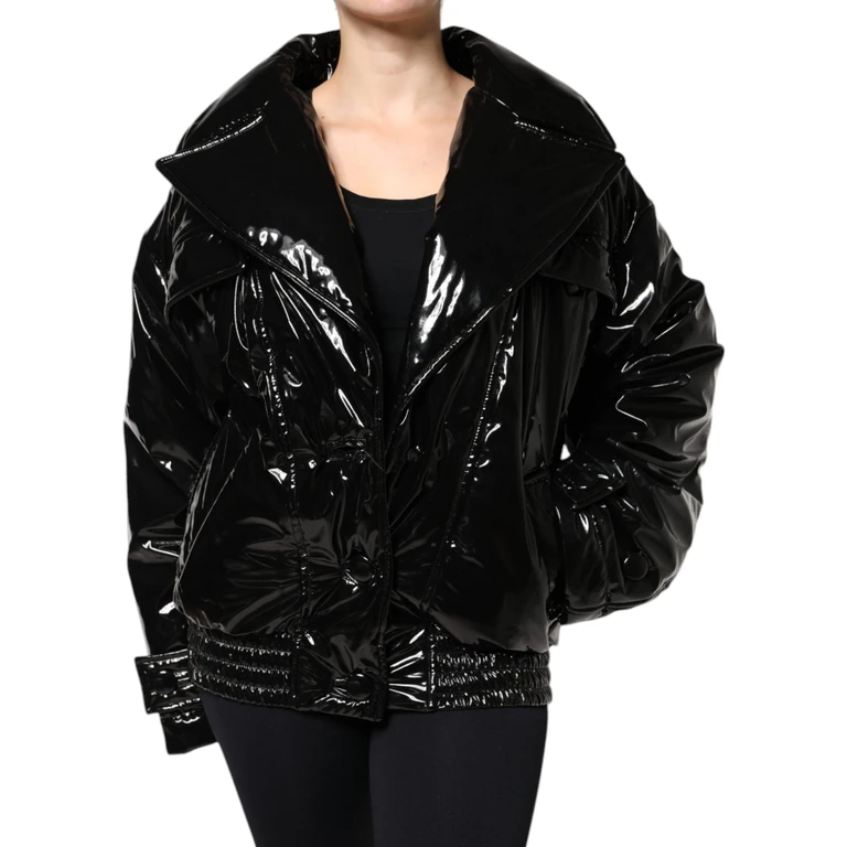Dolce & Gabbana Black Polyester Button Down Blouson Jacket Pu Clothing - Women