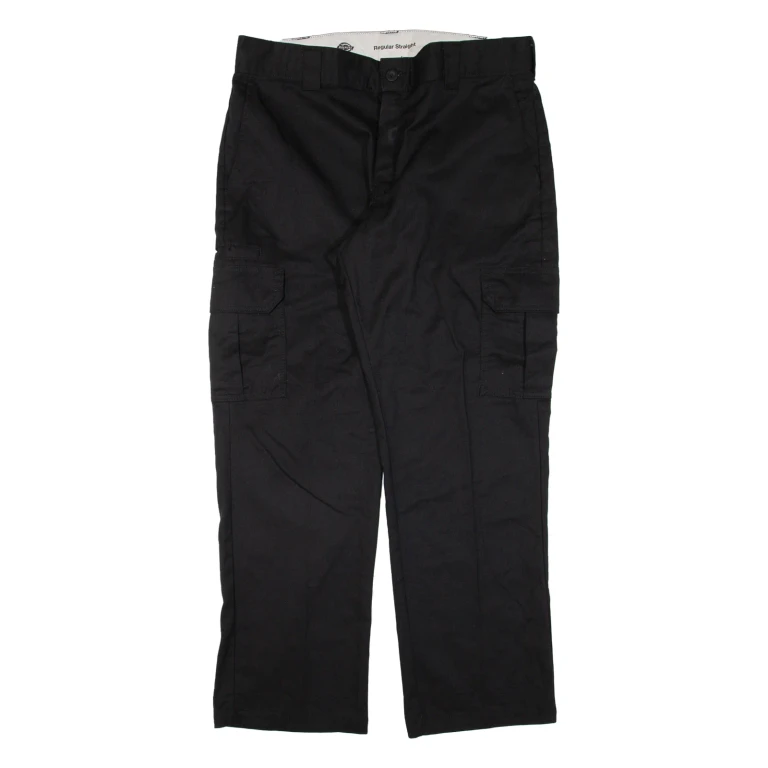 DICKIES Cargo Workwear Mens Trousers Black Regular Straight W36 L30