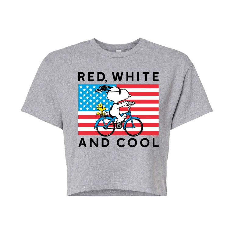 Red White and Cool Bike - Juniors Cropped Graphic T-Shirt