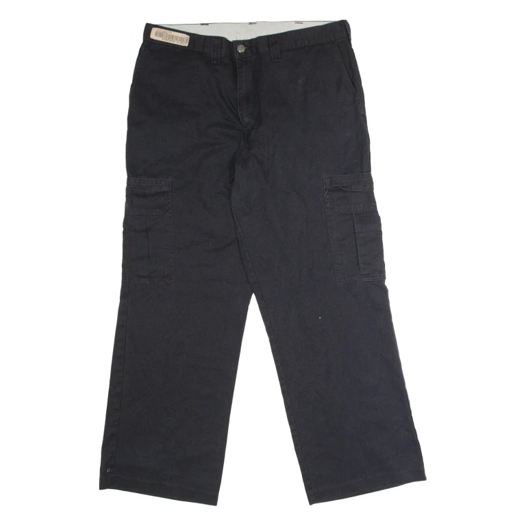 DICKIES Workwear Cargo Mens Trousers Black Regular Straight W36 L30