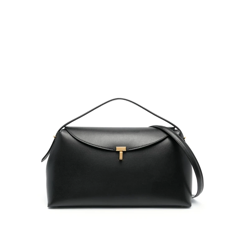 Toteme T-lock Leather Top Handle Black