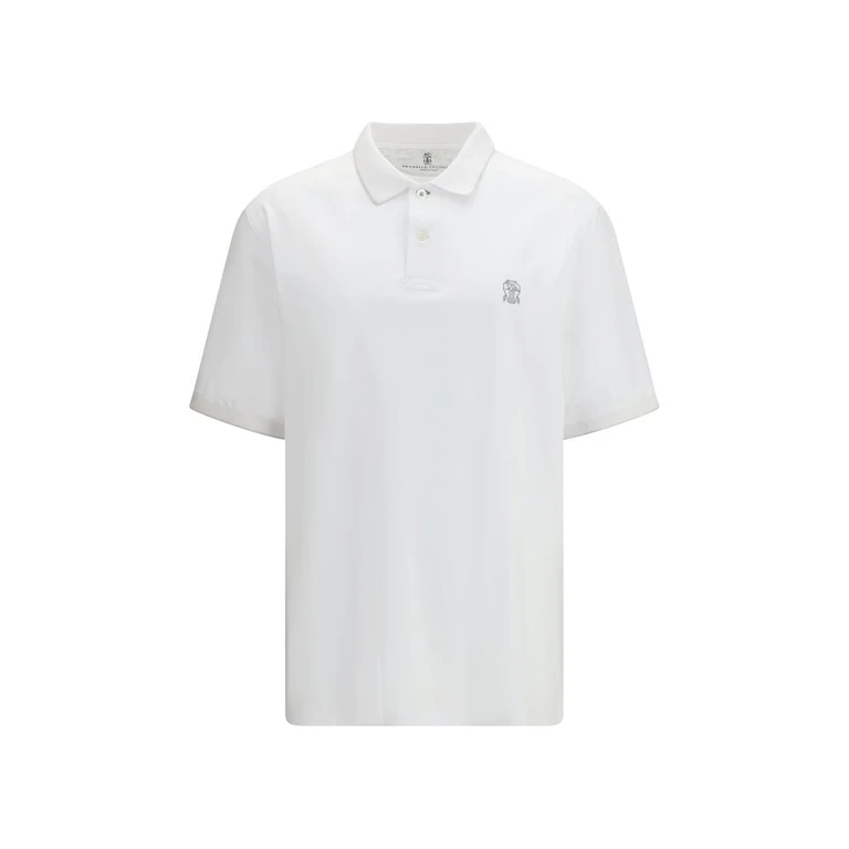 White Cotton Polo Shirt - Men