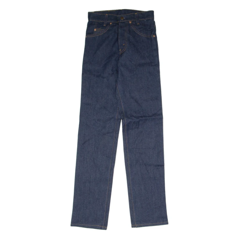 LEVI'S 705 0217 Student Orange Tab Womens Jeans Blue Slim Straight Raw W25 L30