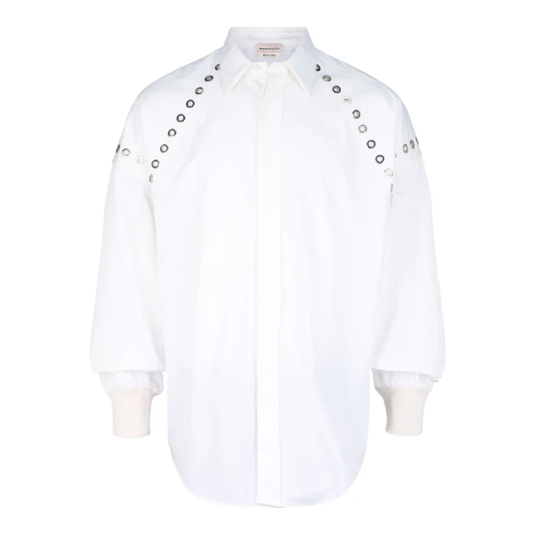 Grommet Detail Button-Up Shirt