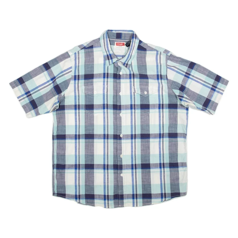 WRANGLER Mens Shirt Blue Check XL