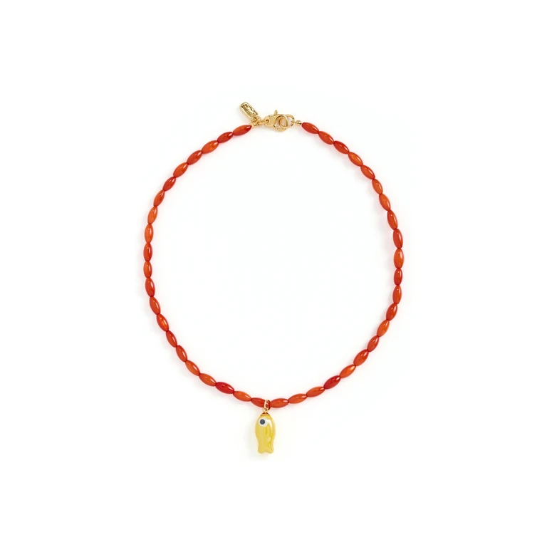 Logan Tay Orange Beaded Fish Necklace Orange One Size