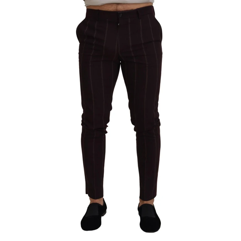 Brown Striped Men Trousers Cotton Pants Wool - Men