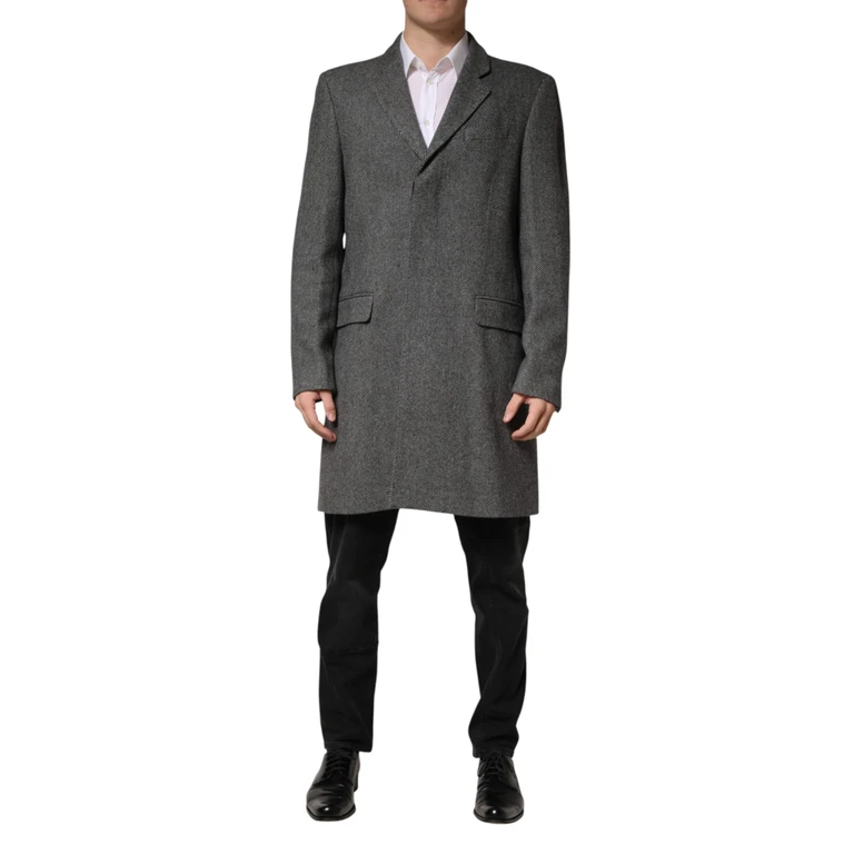 Dolce & Gabbana Gray Single Breasted Men Trench Coat Jacket Grey Pl+wo Clothing - Men