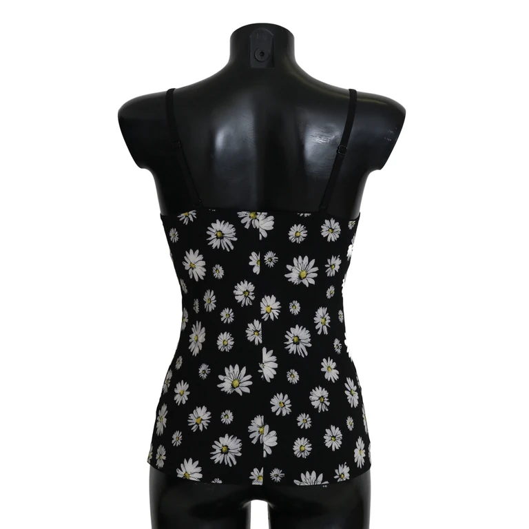 Dolce & Gabbana Black Daisy Print Dress Lingerie Chemisole Polycotton - Women