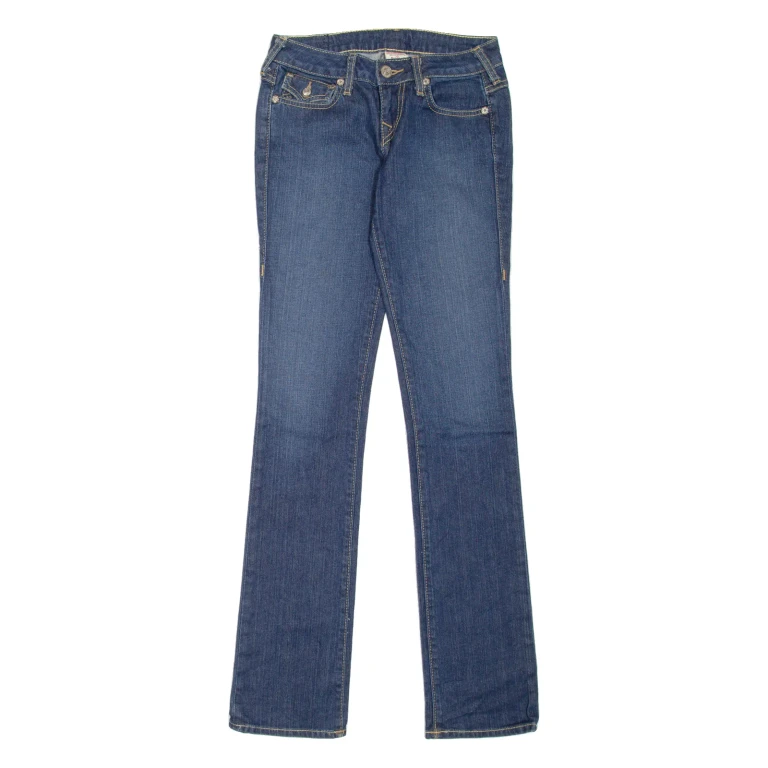 TRUE RELIGION Billy Womens Jeans Blue Slim Straight Stone Wash W26 L34