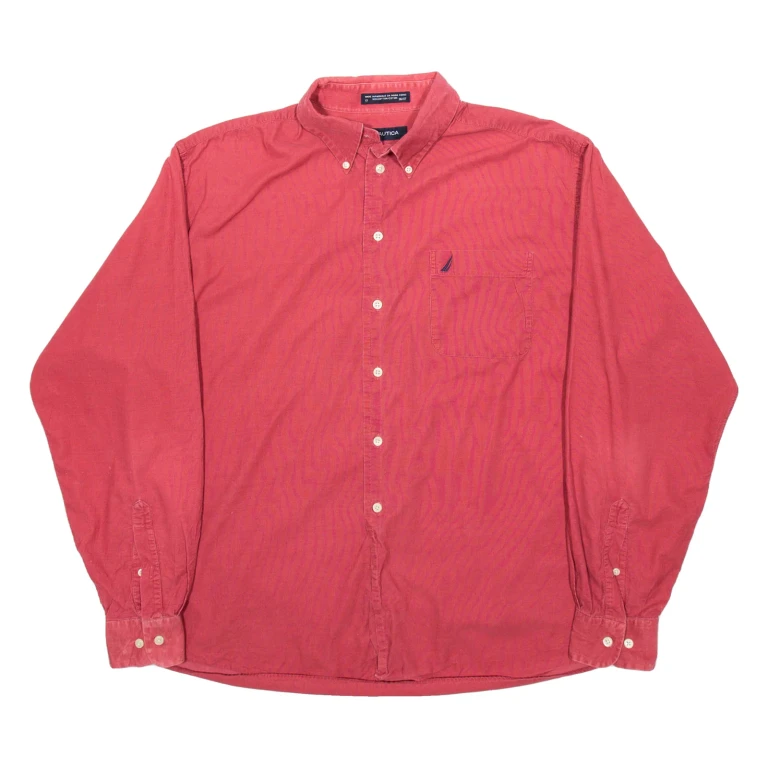 NAUTICA Mens Plain Shirt Red Long Sleeve XL