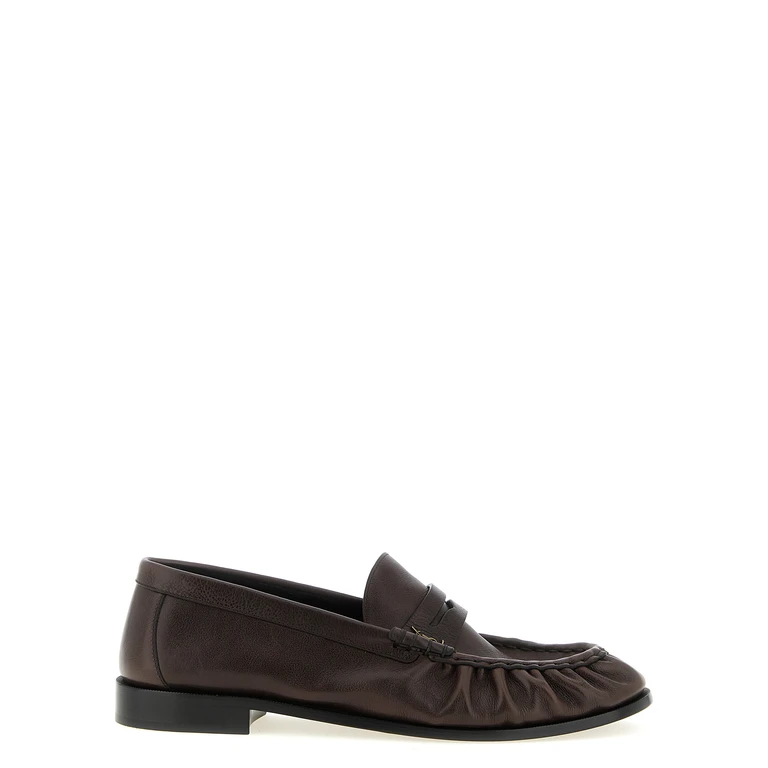 Saint Laurent Brown Calfskin Slip-On Loafers - Men