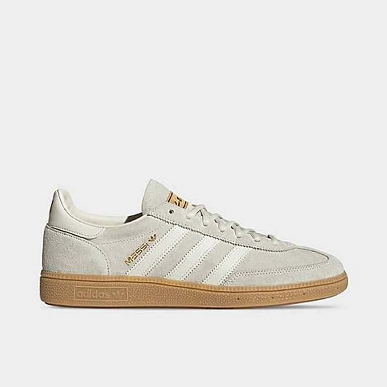 Men's Originals Handball Spezial Messi Casual Shoes in Ivory/Ivory/Gold Metallic Size: 7.5
