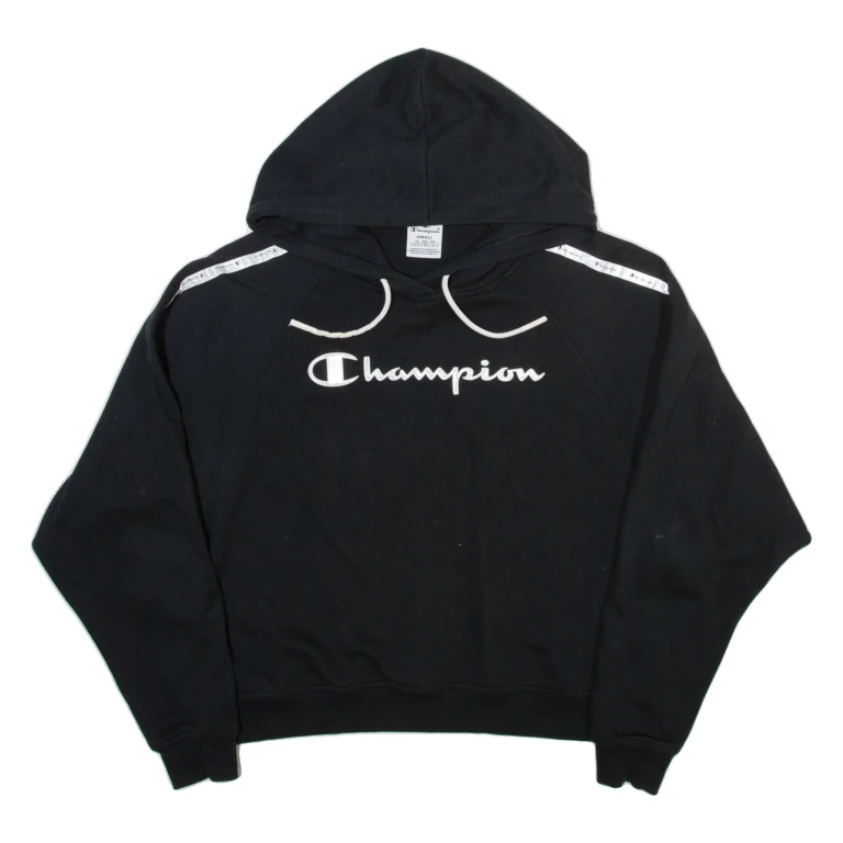 CHAMPION Womens Black Hoodie S
