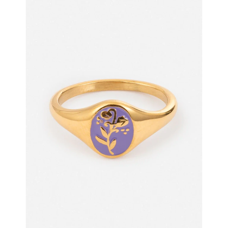 Lavender Flower Signet Ring