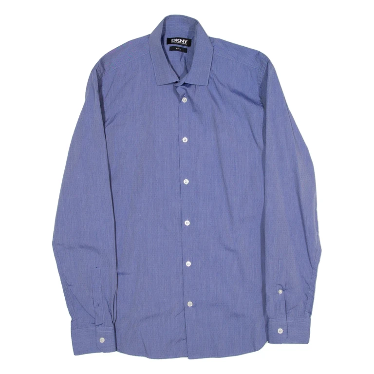 DKNY Slim Fit Mens Plain Shirt Blue Long Sleeve S