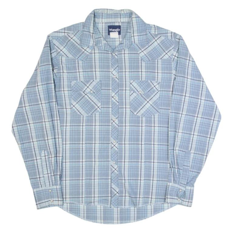 WRANGLER Mens Shirt Blue Check Long Sleeve M