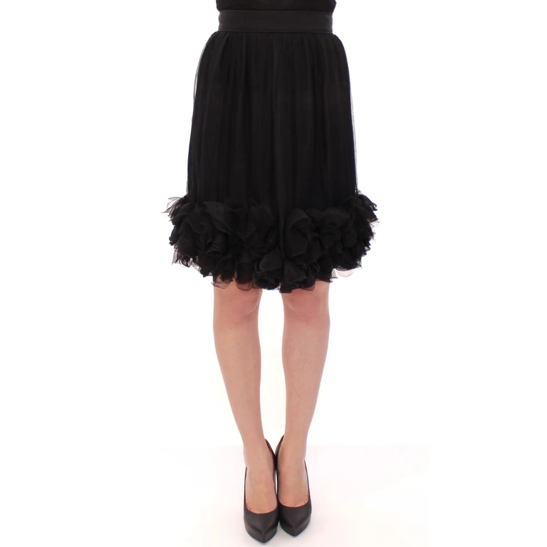 Dolce & Gabbana Black Silk Transparent Above Knees Skirt - Women