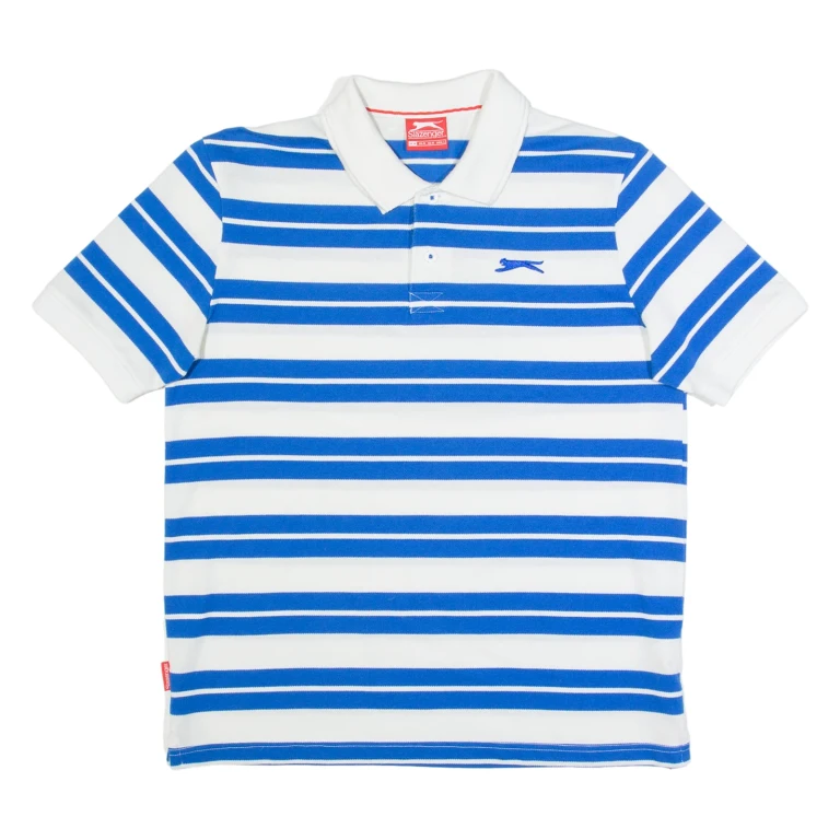 SLAZENGER Mens Polo Shirt Blue Striped M