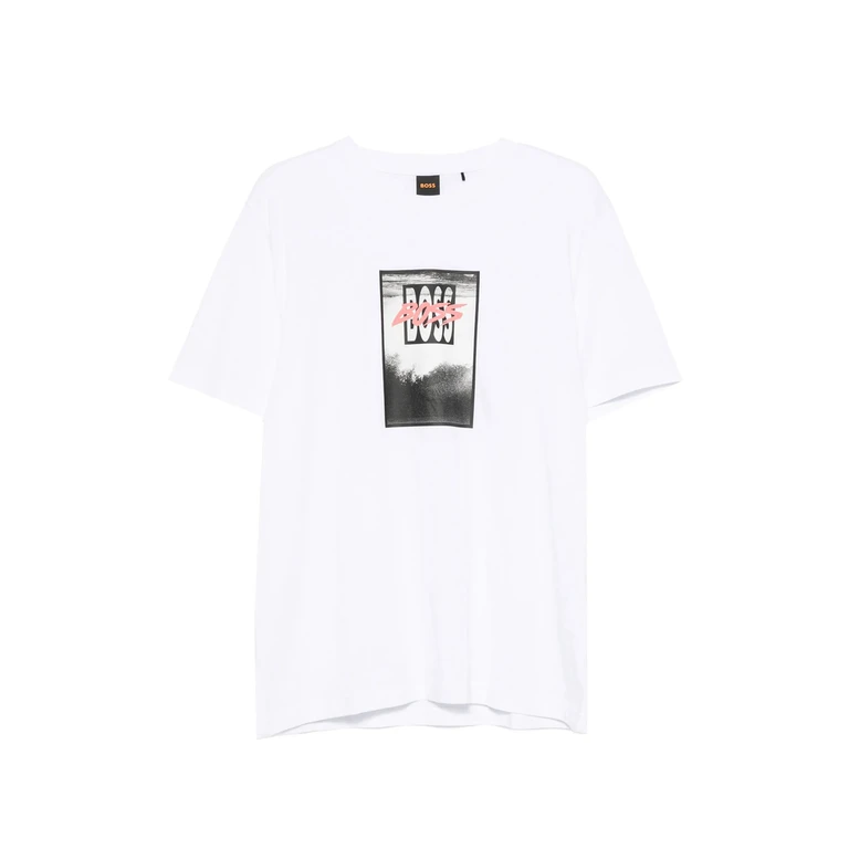 Boss Cotton-jersey T-shirt With Printed Artwork