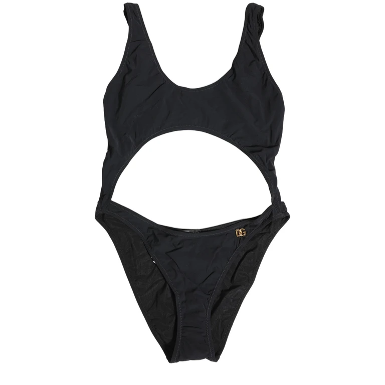 Dolce & Gabbana Black Cutout Logo One Piece Swimsuit Swimwear Nylon Elastane Clothing - Women