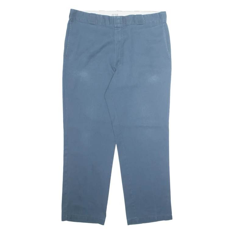 DICKIES Chino Workwear 874 Mens Trousers Blue Regular Straight W38 L30