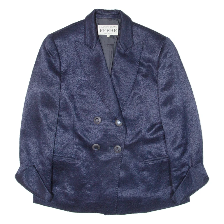 GIANFRANCO FERRE Womens Blazer Jacket Blue Knit Wool M