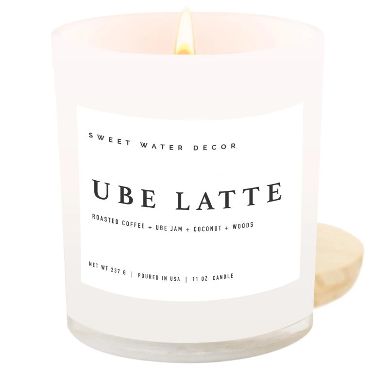 Ube Latte Soy Candle - White Jar - 11 oz